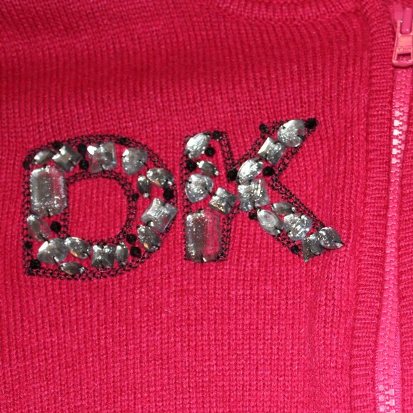 NEW! DKNY Jeans Embellished Zip Front Angora Wool Blend Hoodie Sweater - Picture 10 of 11
